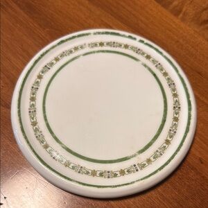 Vintage Mid Century Carl Tielsch Alt Wasser Silesia Green & White Ceramic Trivet